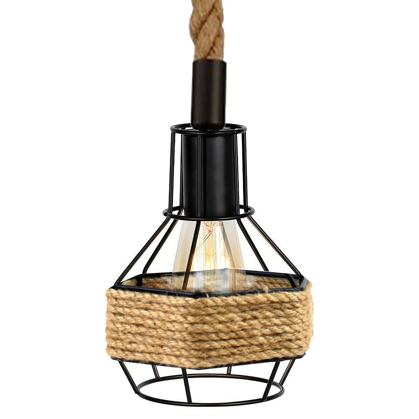 Hemp Rope Hanging Pendant Light with FREE BULB ~1063 