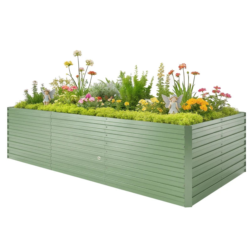 8' x 4' x 2' Raised Garden Bed, Galvanized Planter Box for Growing Flowers, Herbs and Vegetables, Light Green