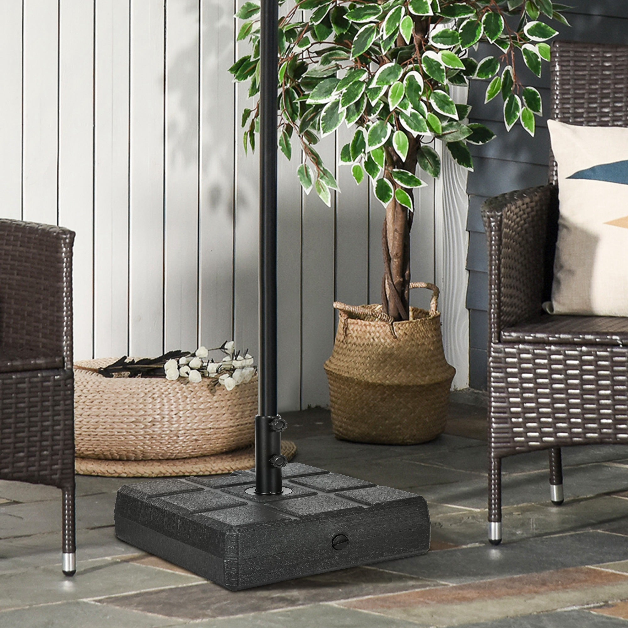 Outsunny Umbrella Stand for 1.2", 1.5" or 1.9" Umbrella Poles, Fillable Umbrella Base, Black 