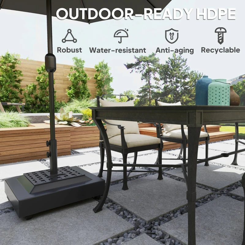 Outdoor Umbrella Base with Wheels, Heavy Duty Patio Umbrella Base, Patio Umbrella Holder, Black