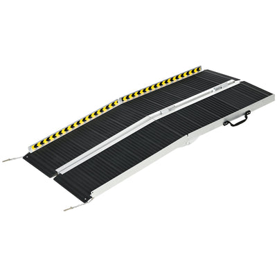 HOMCOM Folding Wheelchair Ramp 5ft Non-Skid Aluminum Threshold Ramp with Transition Plates 600 Pound Capacity Black 