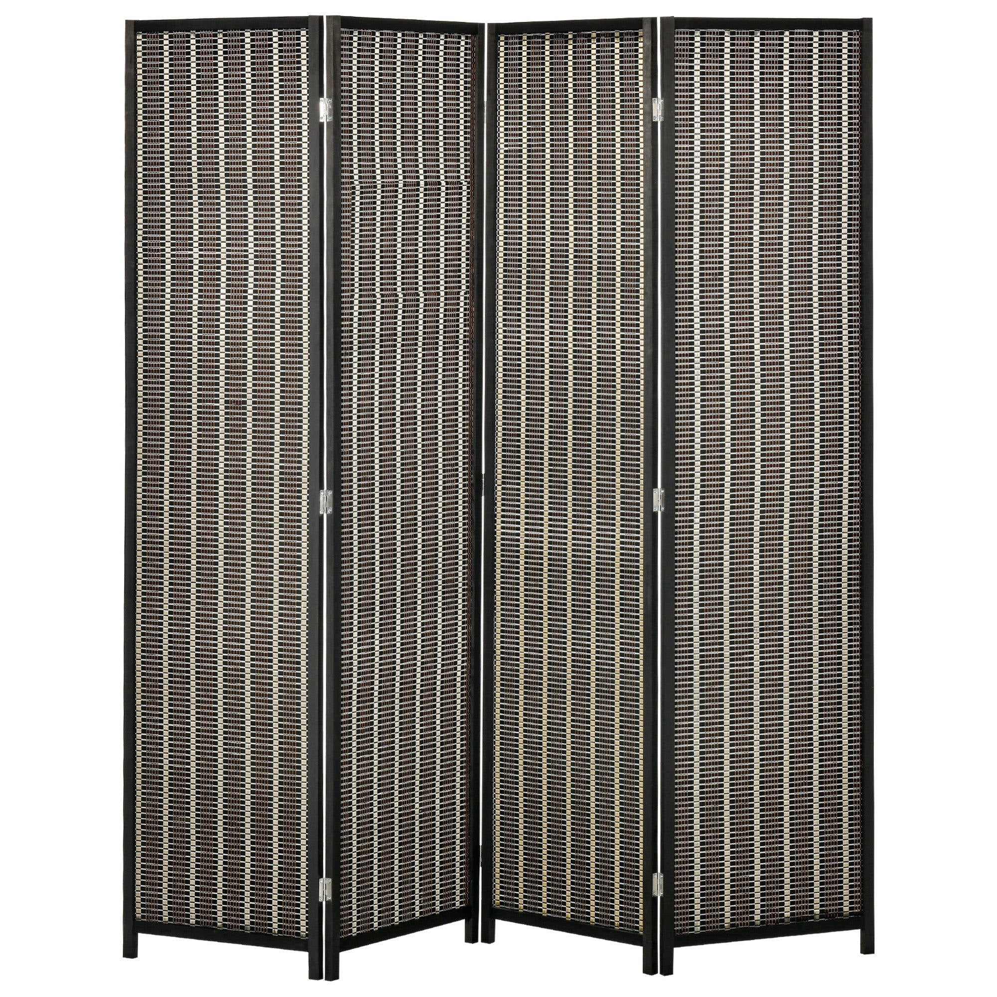HOMCOM Bamboo Bliss: 4-Panel 6ft Tall Folding Bamboo Room Divider, Indoor Privacy Screen for Bedroom, Office, Brown Finish 