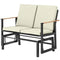 Outdoor Glider Bench for 2 Person, Patio Glider Loveseat with Thick Cushions for Garden Balcony Porch, Cream White