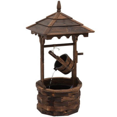 Outsunny Rustic Barrel Waterfall Fountain Wood Garden Decor with Pump Charming Outdoor Feature 