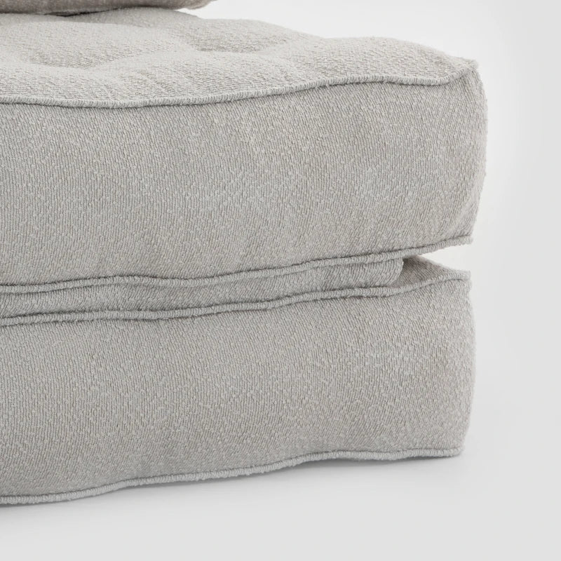 3-in-1 Folding Sofa Bed Chair with Thick Cushion & 2 Pillows – Beige Grey