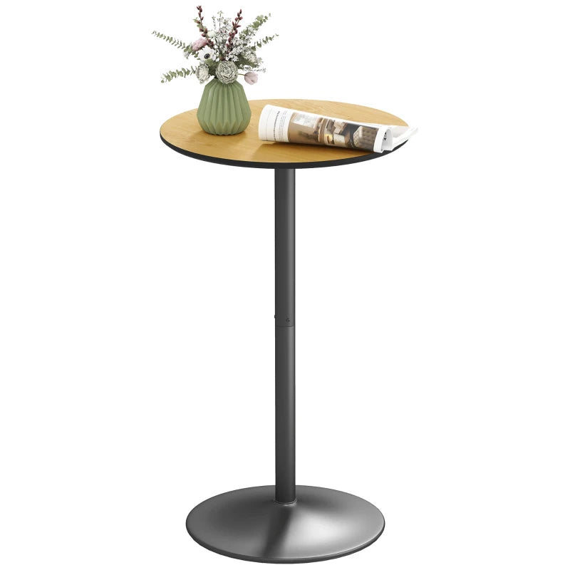 Round Table for 2, 40.2 Inch Bar Height Pub Table with Steel Frame, Non-Slip Base for Living Room, Kitchen, Natural Wood