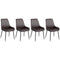 HOMCOM Contemporary Dining Chairs Set of 4 Brown PU Leather Metal Legs for Dining Room Living Area