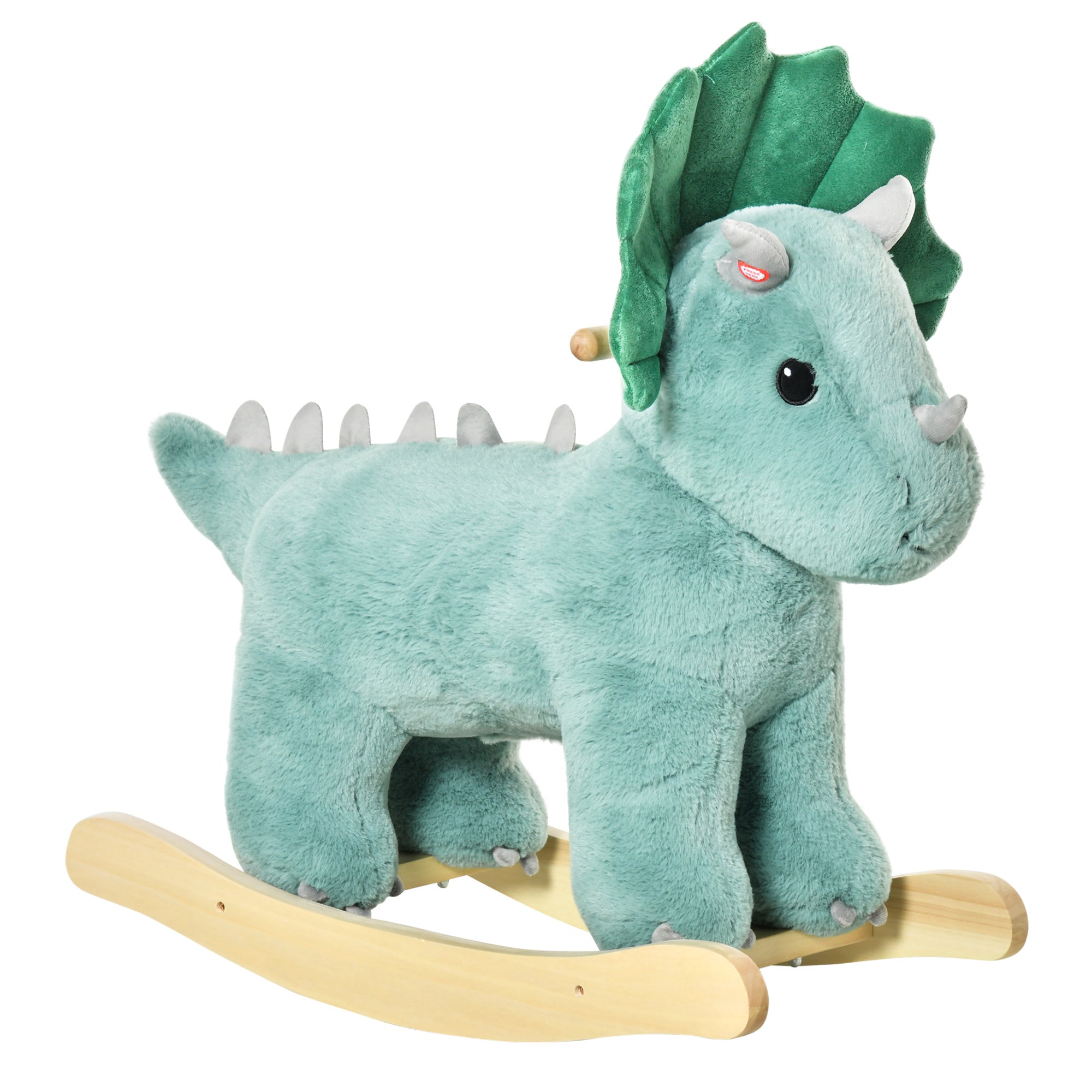 Qaba Triceratops Rocking Horse - Kids Plush Ride-On Toy with Realistic Sounds, Perfect for 36-72 Months, Dark Green 