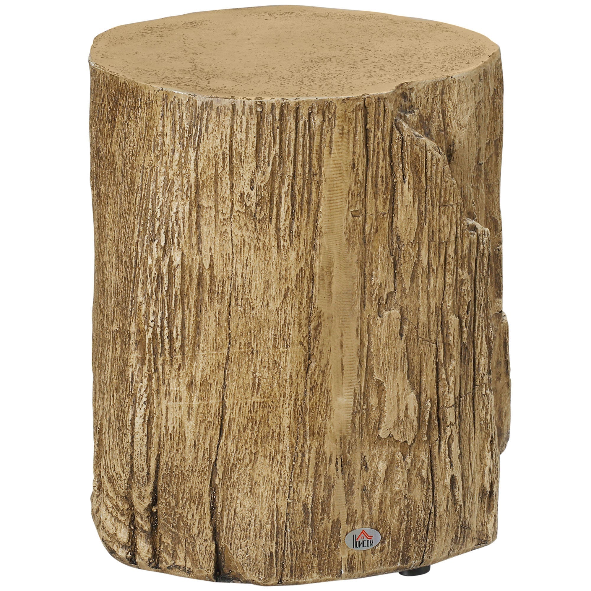 HOMCOM Natural Tree Stump Table: Decorative Round Wood Grain End Table for Indoor and Outdoor, Natural Finish 