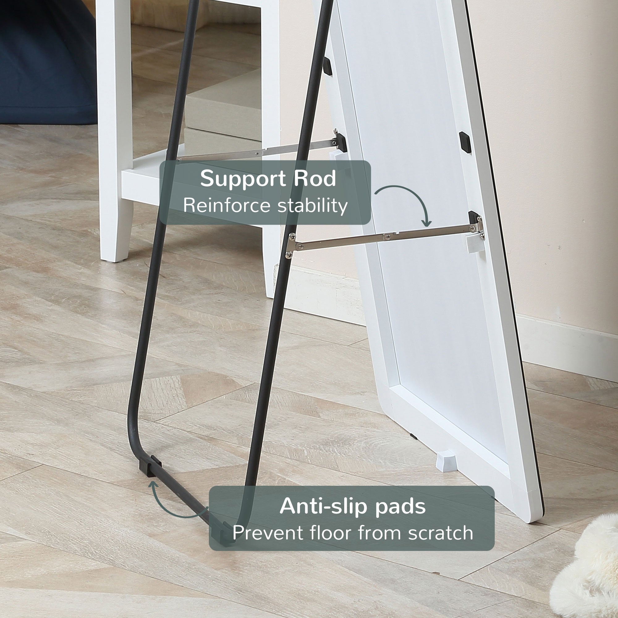 HOMCOM Silvery Silhouette: Full-Length Aluminum Alloy Framed Hanging or Leaning Mirror for Bedroom and Living Room Decor 