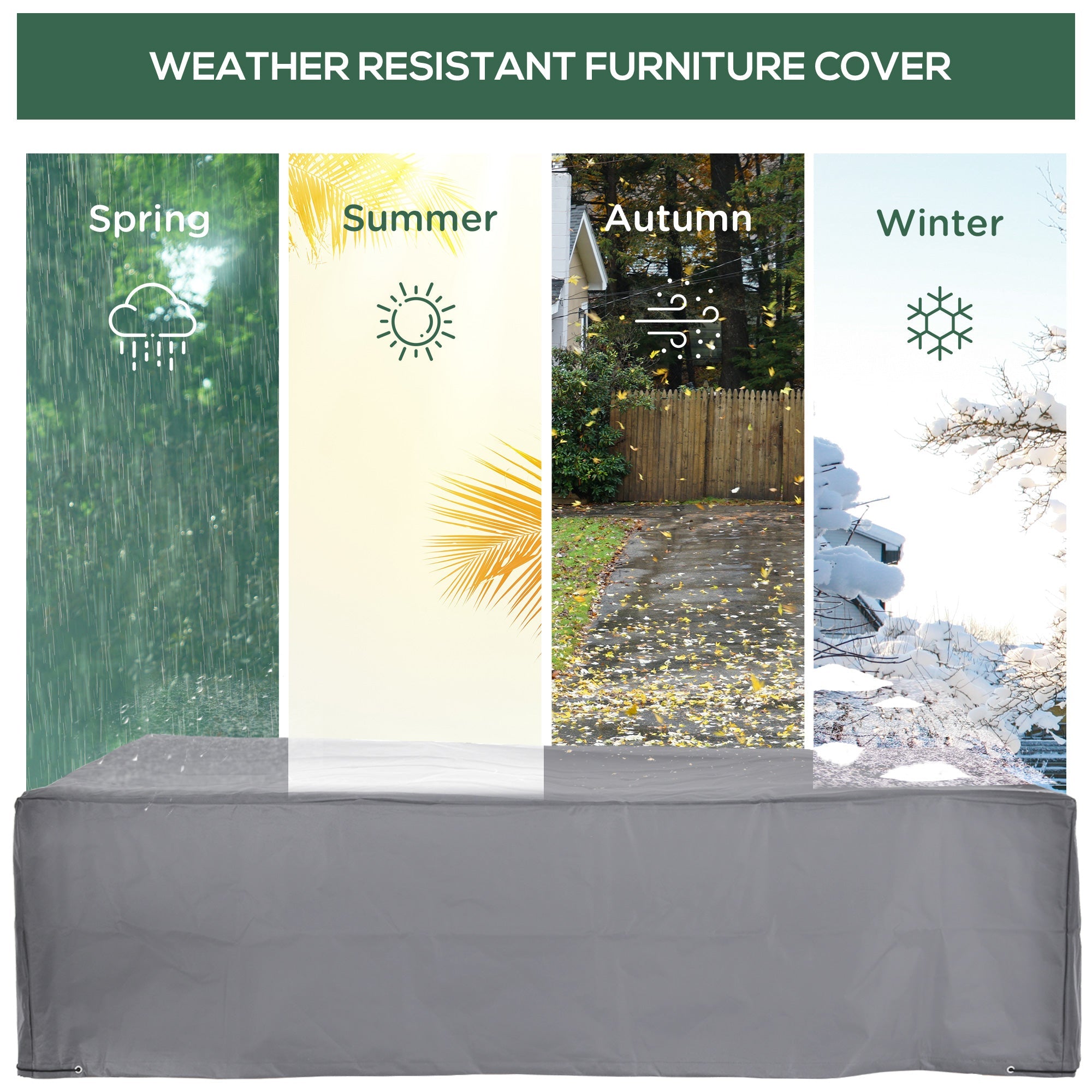 Outsunny 97" x 65" x 26" Weatherproof Outdoor Sectional Patio Furniture Cover w/ Ultimate Protection Grey 