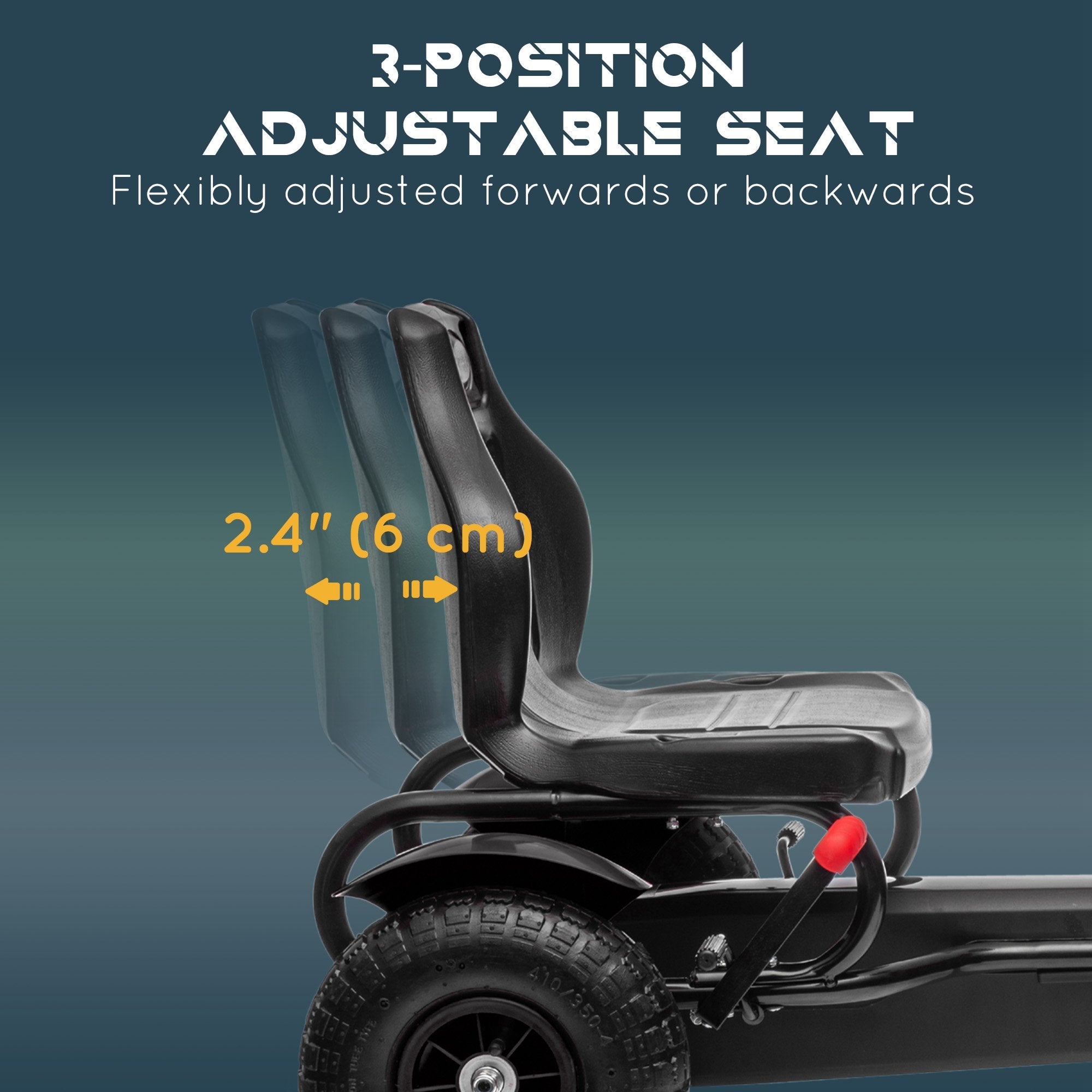 Aosom Kids Pedal Go Kart Ride-On Car Adjustable Seat Handbrake Rubber Wheels Outdoor Play Black 