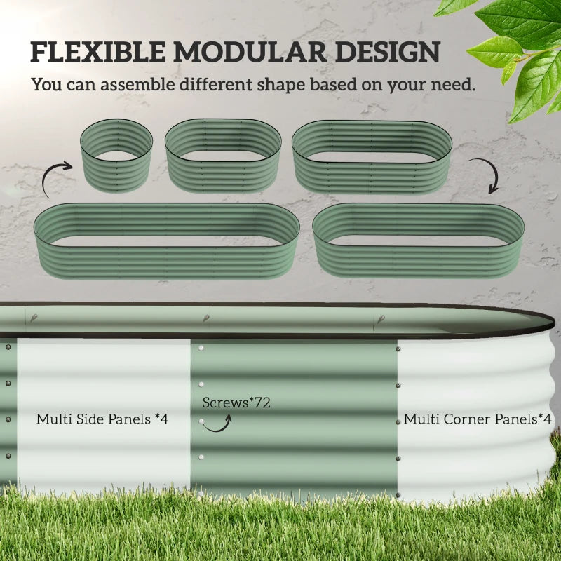 8 x 2 x 1.5 FT Galvanized Steel Raised Garden Bed, Metal Garden Bed Planter Box with Safety Edging, Green