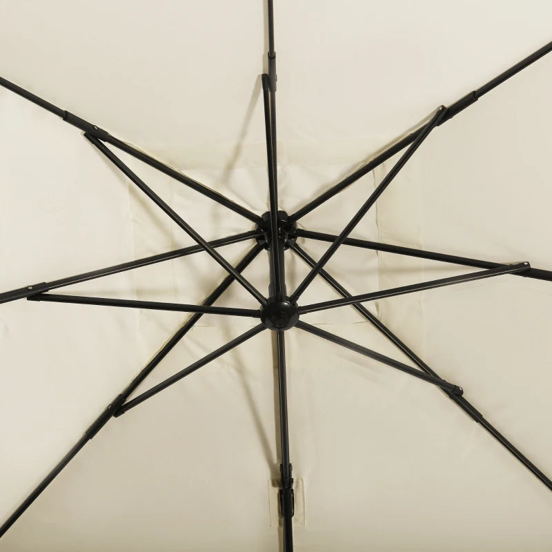 8'x8' Square Patio Hanging Offset Umbrella, Outdoor Cantilever Parasol w/ Cross Base, Cream White