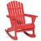 Outsunny Wooden Adirondack Rocking Chair with Slatted Wooden Design, Fanned Back, & Classic Rustic Style, Red