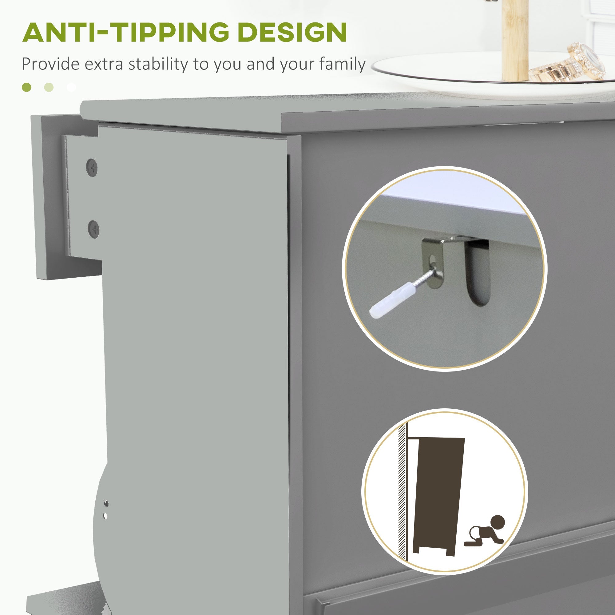 HOMCOM Slim Shoe Storage with 2 Flip Drawers and Adjustable Shelves Shoe Cabinet Organizer for 8 Pair, Grey 