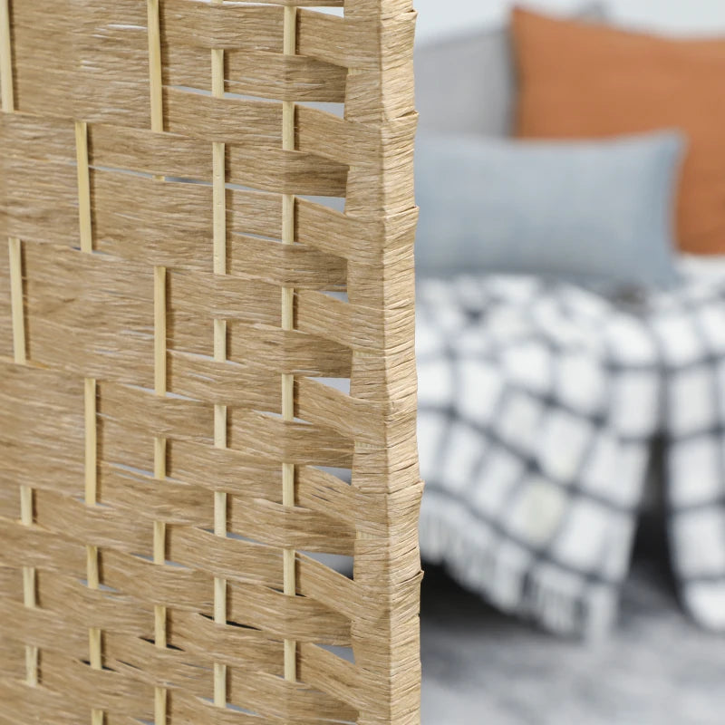 8 Panel Folding Room Divider, Portable Privacy Screen, Wave Fiber Room Partition for Home Office, Natural