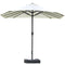 Outsunny 15' Double Canopy Patio Umbrella Sunshade Elegance: Lift Crank, Cross Base, Sandbag, Beige Hue