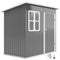 Outsunny 7' x 4' Galvanised Steel Outdoor Storage Shed, Garden Shed with Window, Lockable Wide Door and Air Vents, Dark Grey
