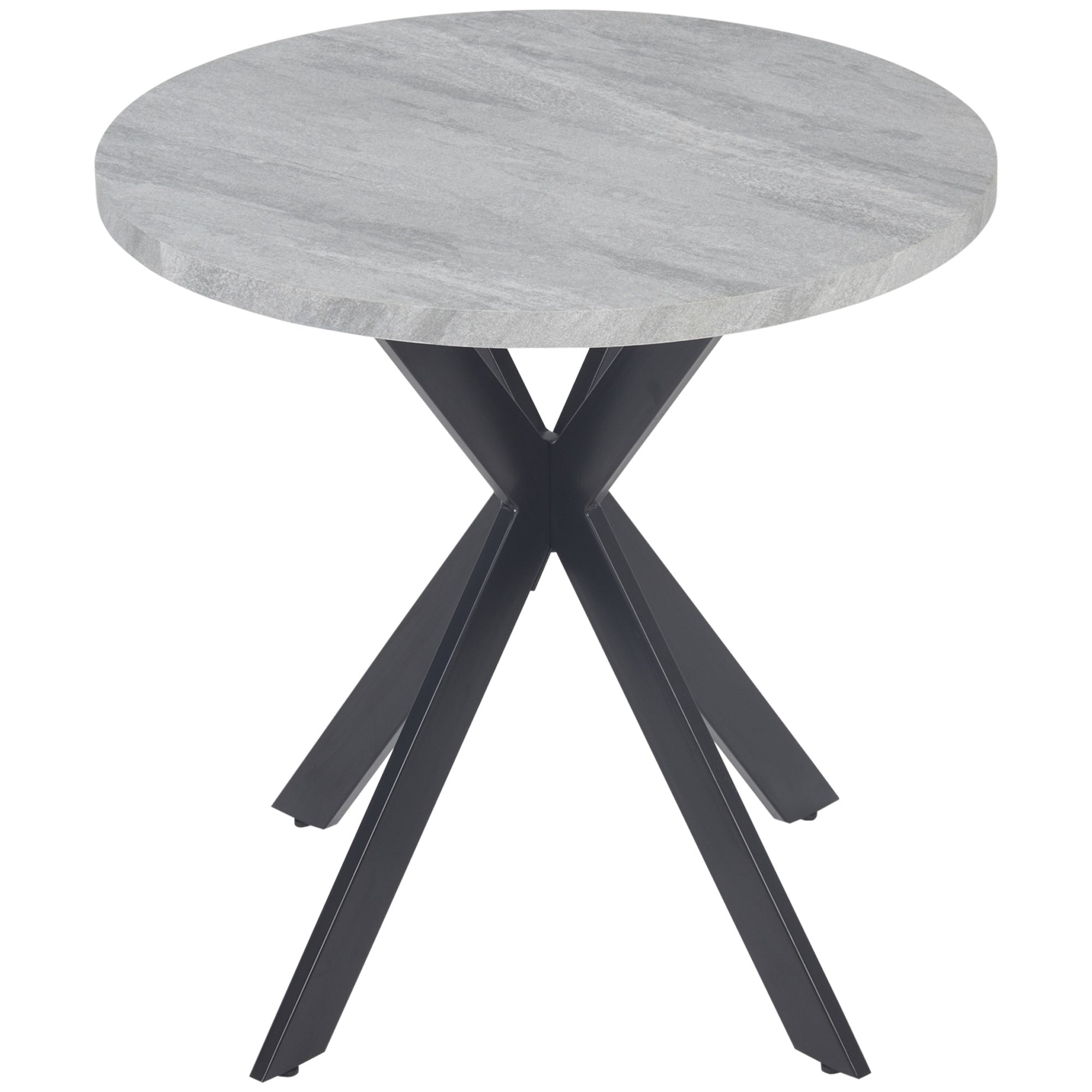HOMCOM 29" Round Dining Table Gray Contemporary Kitchen Furniture Faux Stone Texture with Steel Legs for Small Spaces 