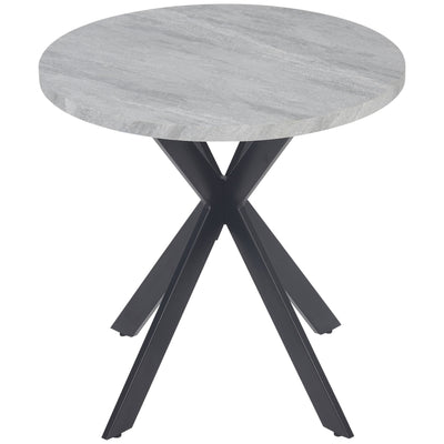 HOMCOM 29" Round Dining Table Gray Contemporary Kitchen Furniture Faux Stone Texture with Steel Legs for Small Spaces 