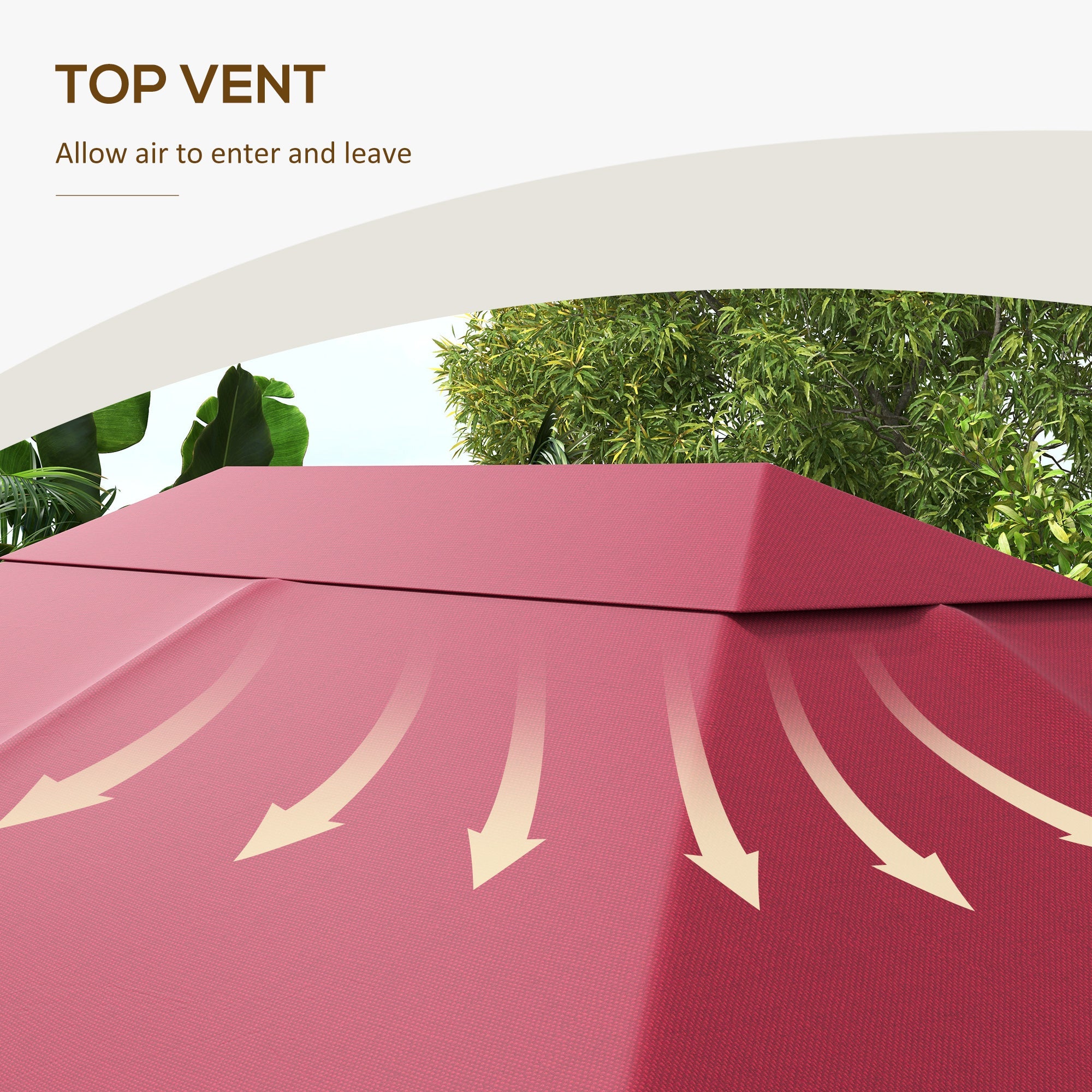 Outsunny Gazebo Replacement Canopy Top Cover 10'x13' Wine Red Gazebo Roof Only 
