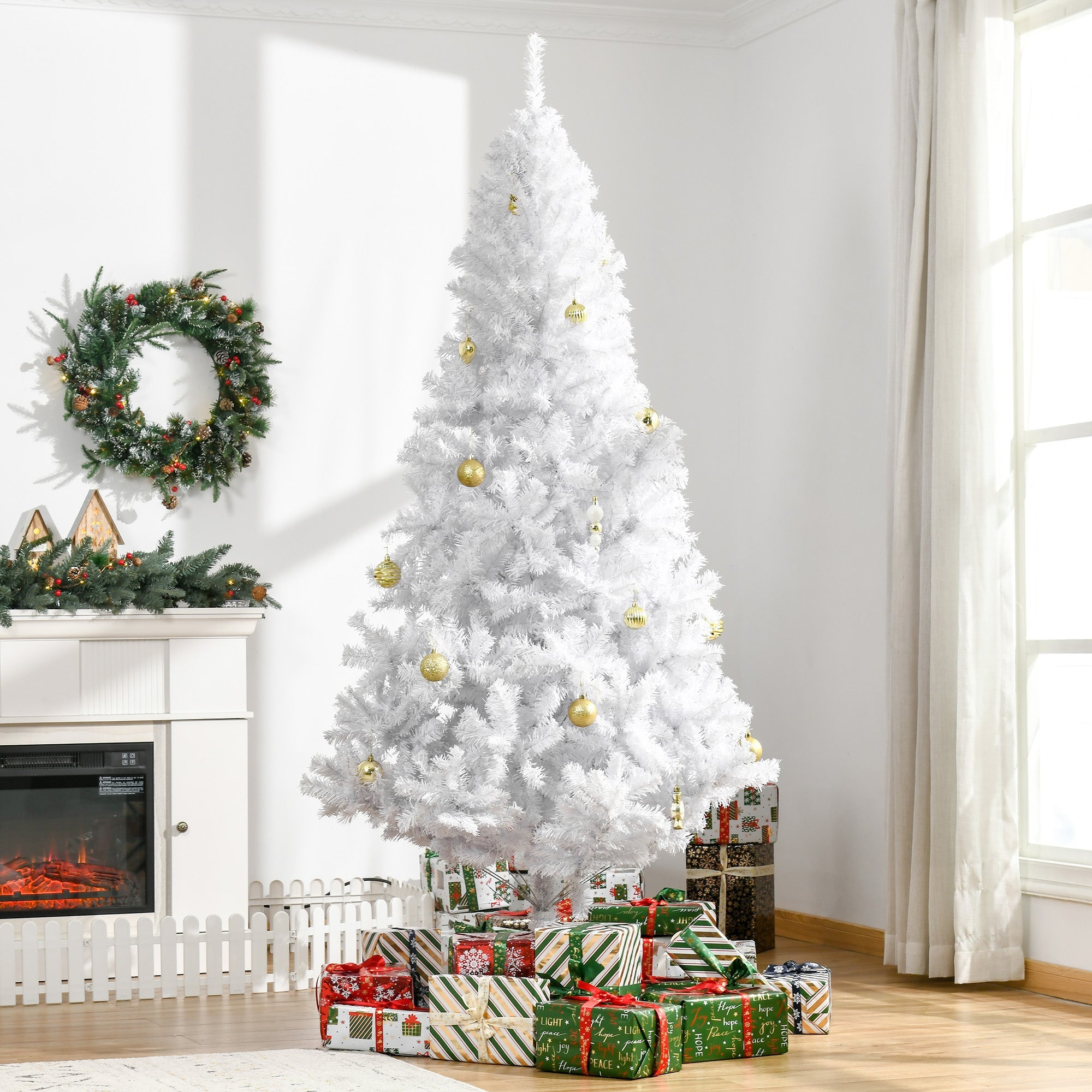 HOMCOM 7ft White Christmas Tree with Stand, Holiday Decoration - Create a Festive Atmosphere 