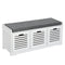 HOMCOM Upholstered Shoe Haven: Storage Bench with Padded Cushion, 3 Drawers, Ample Space for Living Room