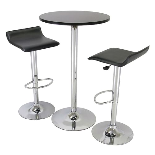 3 Piece Modern Dining Set with Bistro Table and Two Stools - Free Shipping