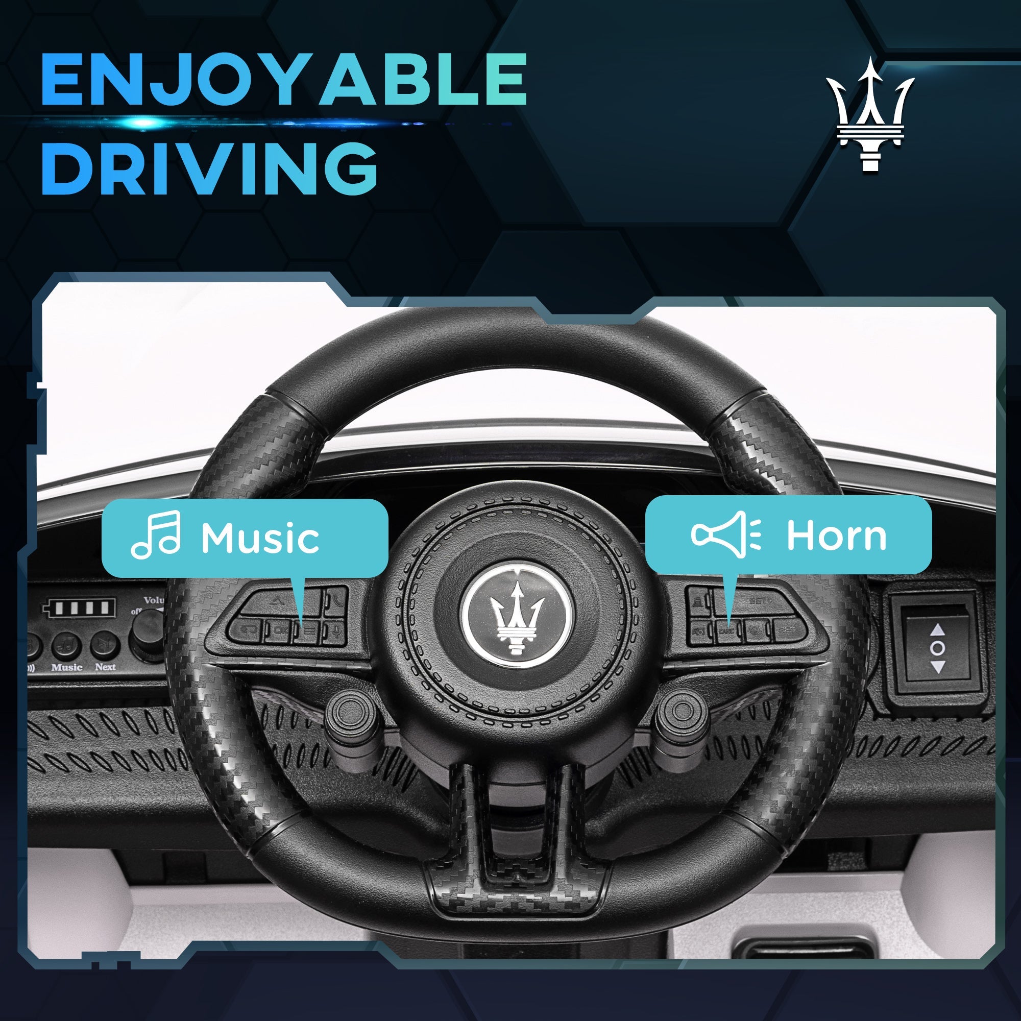 Qaba 12V Maserati Gran Turismo Licensed Kids Electric Car w/ Remote Control, Soft Start, LED Lights, Music, Horn, MP3, White 