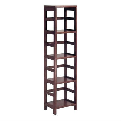 4-Shelf Narrow Shelving Unit Bookcase Tower in Espresso - Free Shipping 