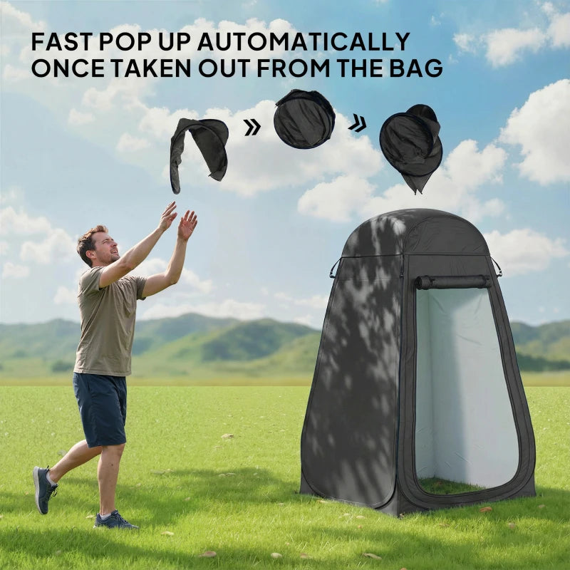 Pop Up Shower Tent, Portable Privacy Room for Outdoor Changing, Dressing, Fishing Storage with Carrying Bag, Black