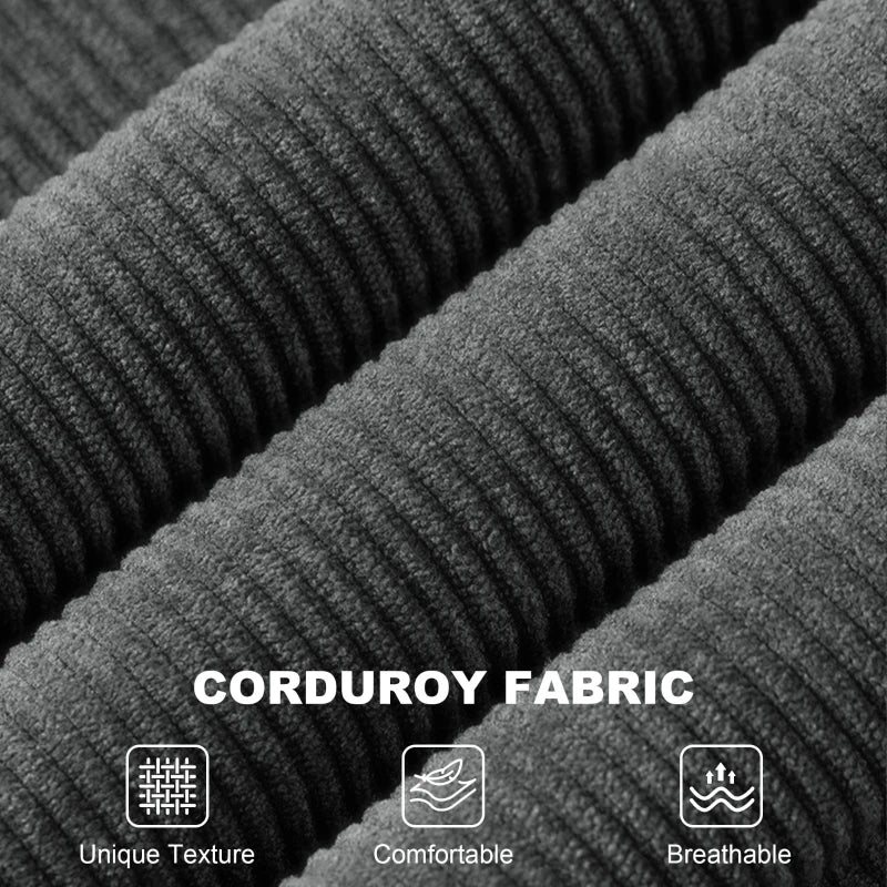 360° Swivel Accent Chair, Modern Armchair with Thick Cushion & Corduroy Upholstery – Dark Grey