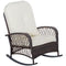 Outsunny Rattan Rocking Chair Outdoor Wicker Glider PE Rattan, Patio Recliner Rocker Chair Furniture with Soft Cushion