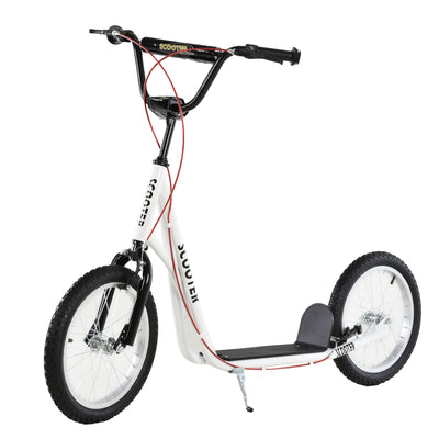 Aosom Youth Kick Scooter: Adjustable Handlebar, Dual Brakes, Inflatable Wheels for Teens 5+ - White 