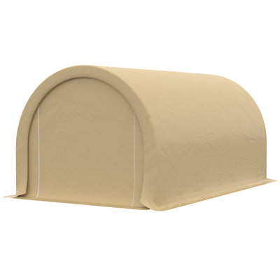 Outsunny Portable Carport 10'x16' Heavy Duty Tent with Zippered Door PE Cover Beige 