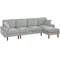 L-Shape Sofa, Modern Sectional Couch with Changeable Chaise Lounge, Pillows and Wooden Legs for Living Room, Grey