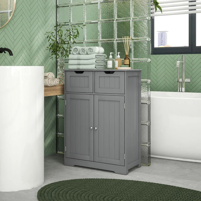 Bathroom Cabinet, Bathroom Storage Cabinet with 2 Drawers, Adjustable Shelf for Living Room, Entryway, Grey