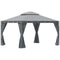 Outsunny 10'x13' Soft-top Patio Gazebo Double-Tiered covered Steel Gazebo with Curtain, Grey
