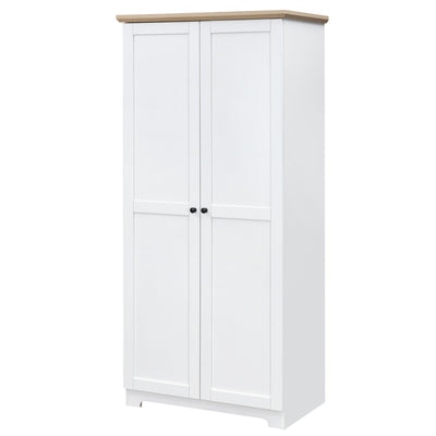 HOMCOM White 68" Kitchen Pantry Cabinet: Freestanding 2-Door Cupboard with 4-Tier Shelving for Dining Room 