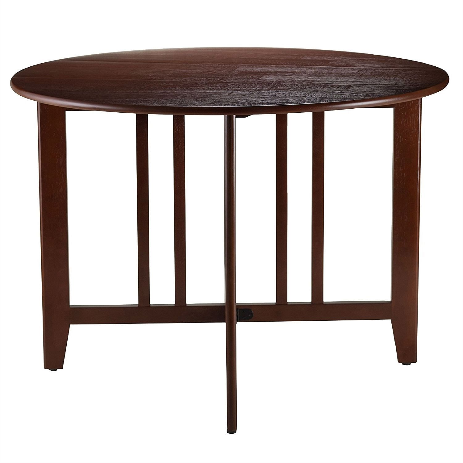 Mission Style Round 42-inch Double Drop Leaf Dining Table - Free Shipping