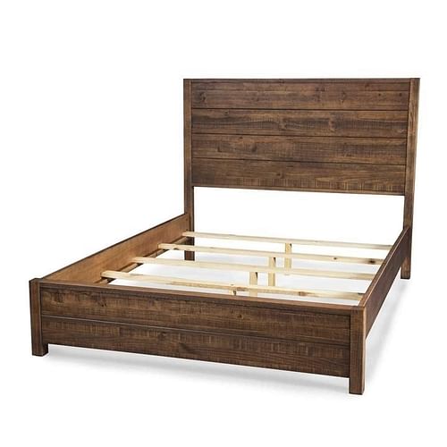 FarmHome Walnut Solid Pine Platform Bed in Queen Size - Free Shipping