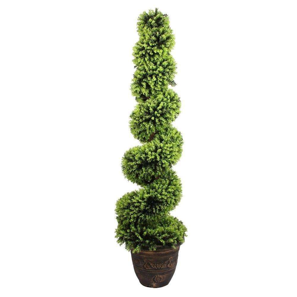 Wales Faux Potted Spiral Boxwood Topiary Plant (Multiple Sizes) 