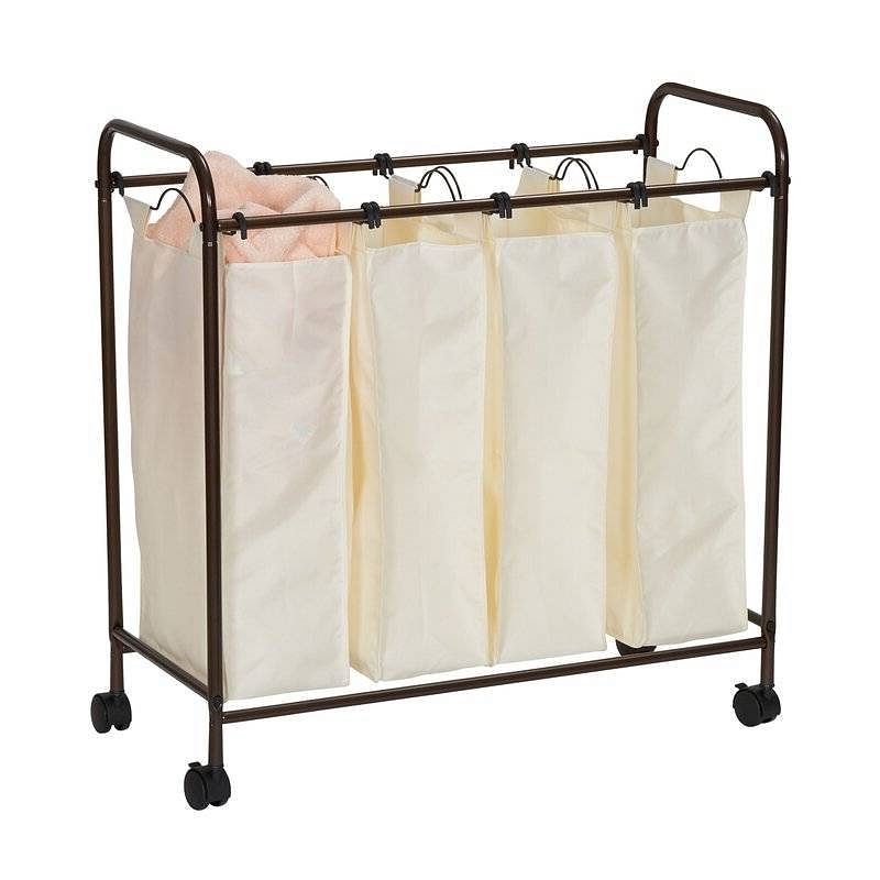 Farmhouse 4 Section Removeable Bag Wheeled Laundry Sorter Cart - Free Shipping