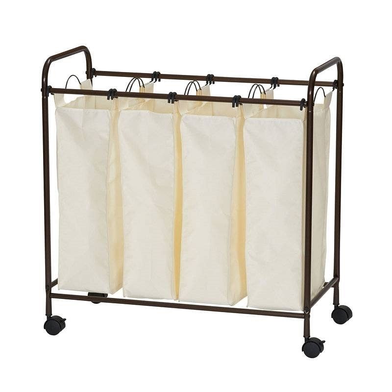 Farmhouse 4 Section Removeable Bag Wheeled Laundry Sorter Cart - Free Shipping