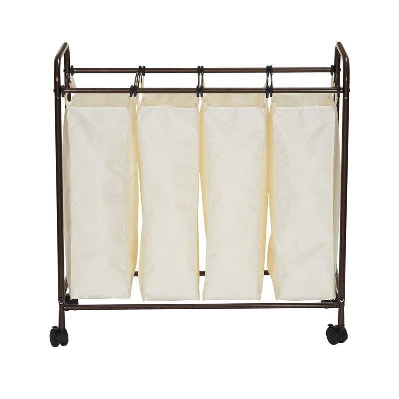 Farmhouse 4 Section Removeable Bag Wheeled Laundry Sorter Cart - Free Shipping