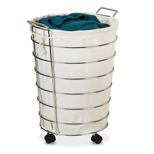 Stylish Laundry Hamper Cart with Wheels Casters and Removable Bag - Free Shipping