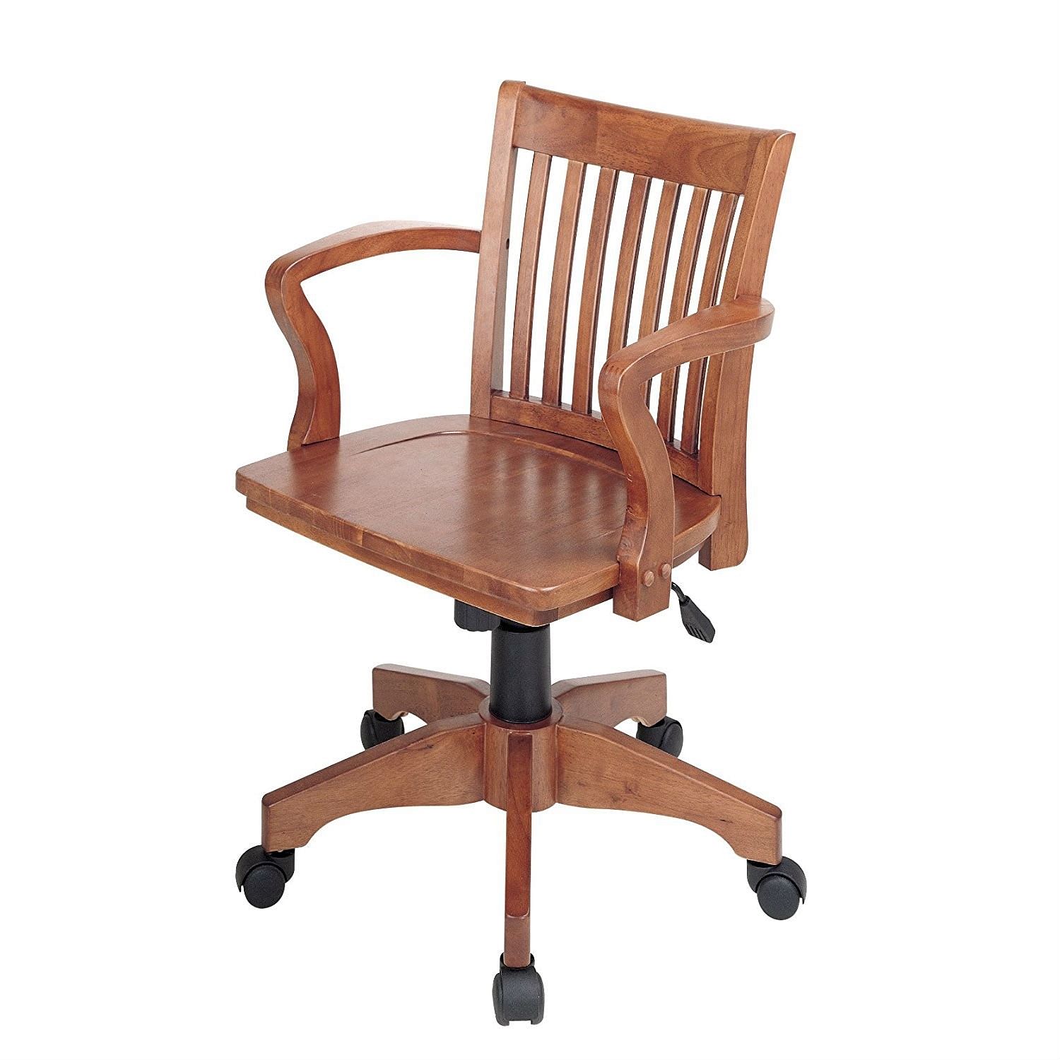 Classic Wooden Bankers Chair with Wood Seat and Arms - Free Shipping 