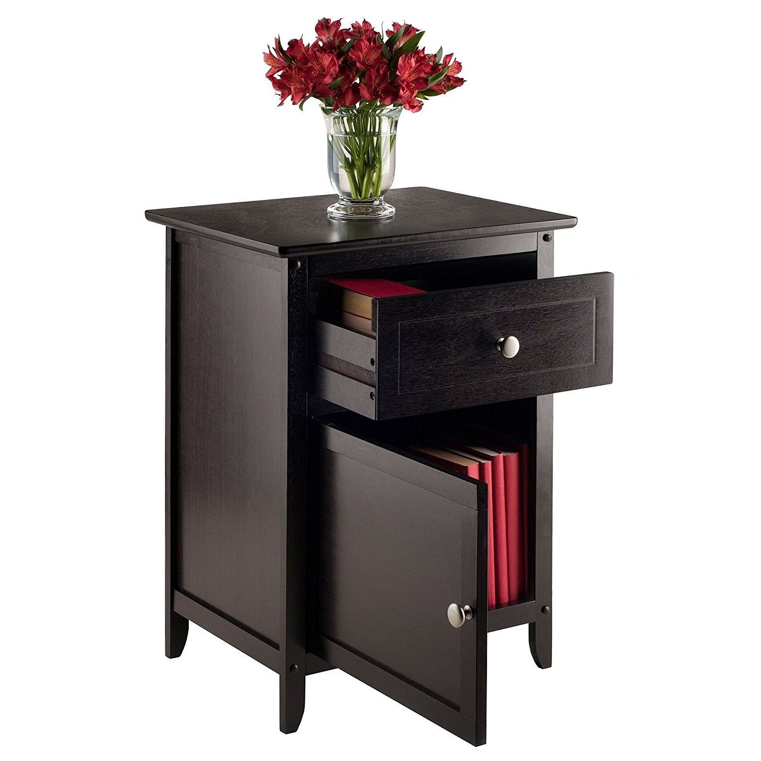 Espresso Wood End Table Nightstand Accent Table - Free Shipping