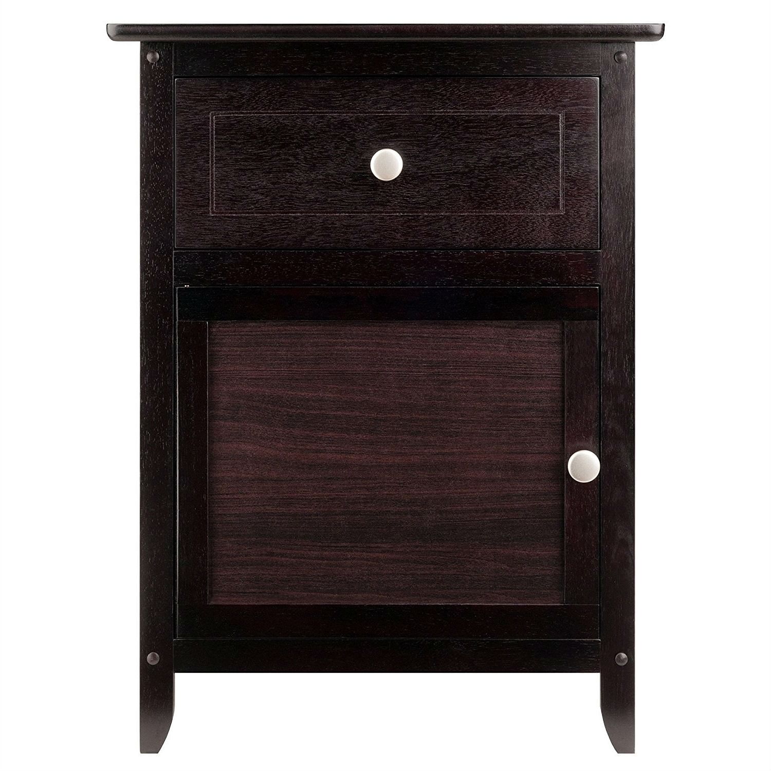 Espresso Wood End Table Nightstand Accent Table - Free Shipping